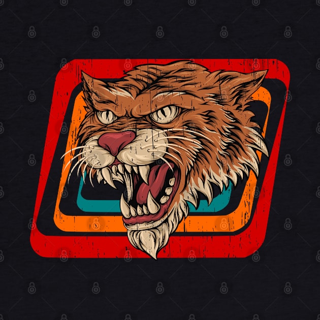 Tiger head vintage attack beware retro 80s style illustration by SpaceWiz95